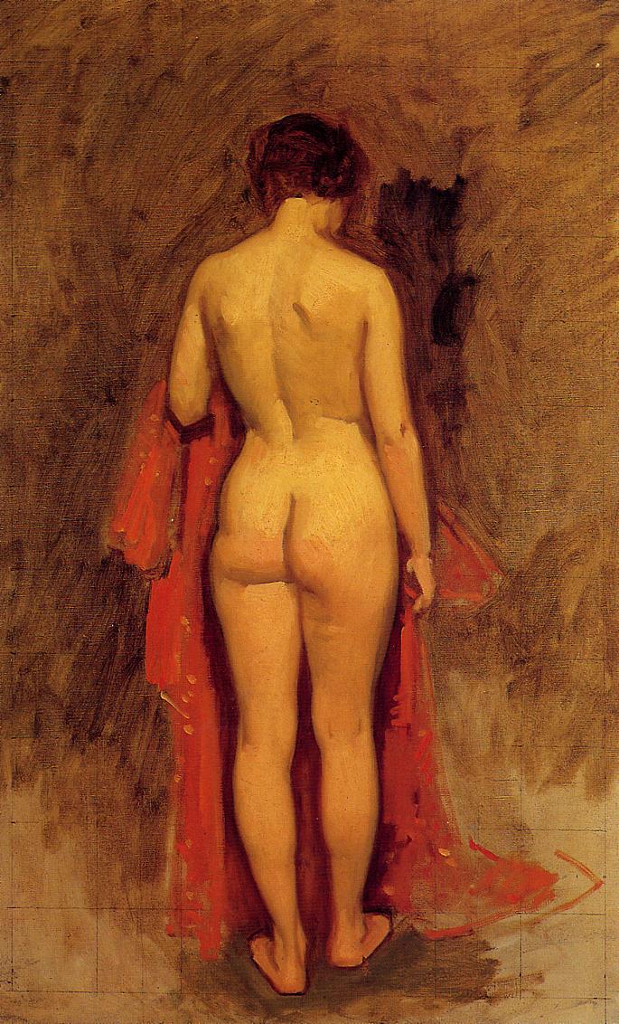Nude Standing, vintage artwork by Frank Duveneck, 12x8" (A4) Poster