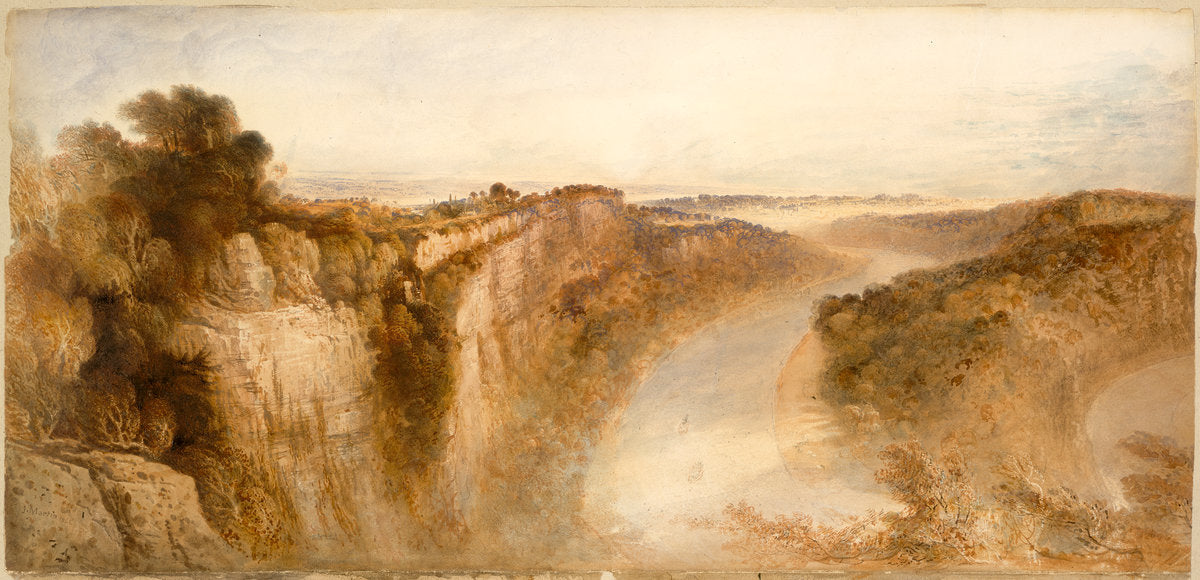 View on the River Wye Looking Towards Chepstow, vintage artwork by John Martin, 12x8" (A4) Poster