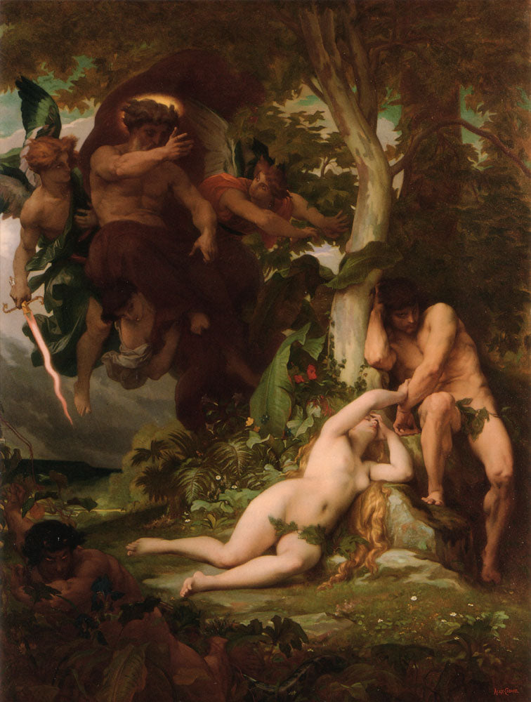The Expulsion of Adam and Eve from the Garden of Paradise, vintage artwork by Alexandre Cabanel, 12x8" (A4) Poster