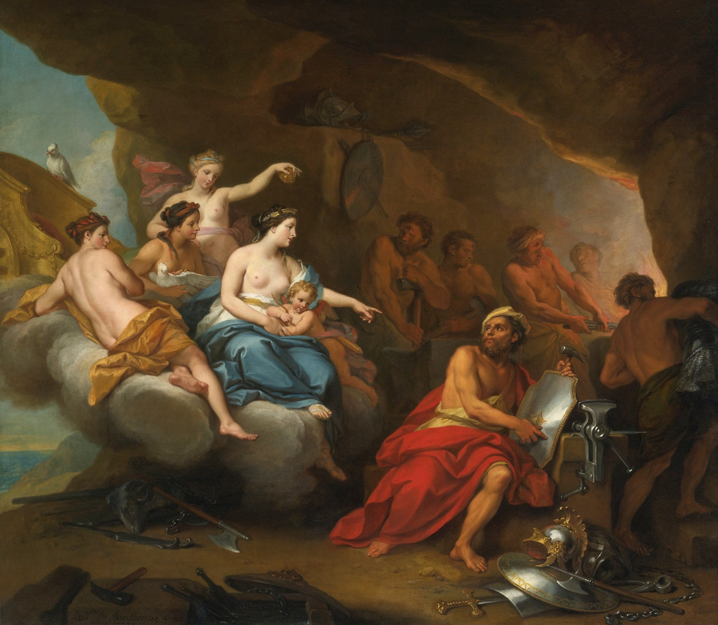 Venus Asking Arms for Aenas, vintage artwork by Louis de Boullogne the Younger, 12x8" (A4) Poster