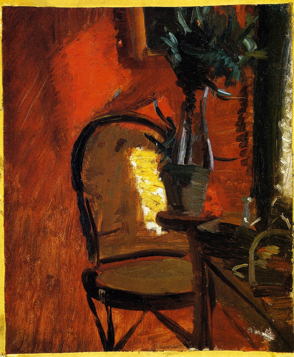 Interior with Chair and Plant, vintage artwork by Anna Ancher, 12x8" (A4) Poster