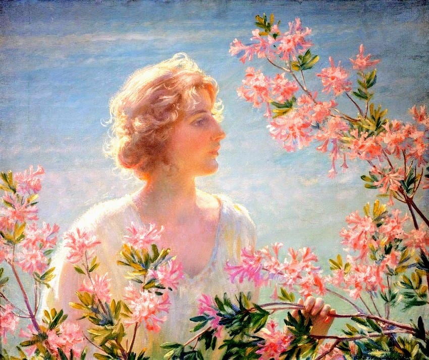 The breath of the wild azalea, vintage artwork by Charles Courtney Curran, 12x8" (A4) Poster