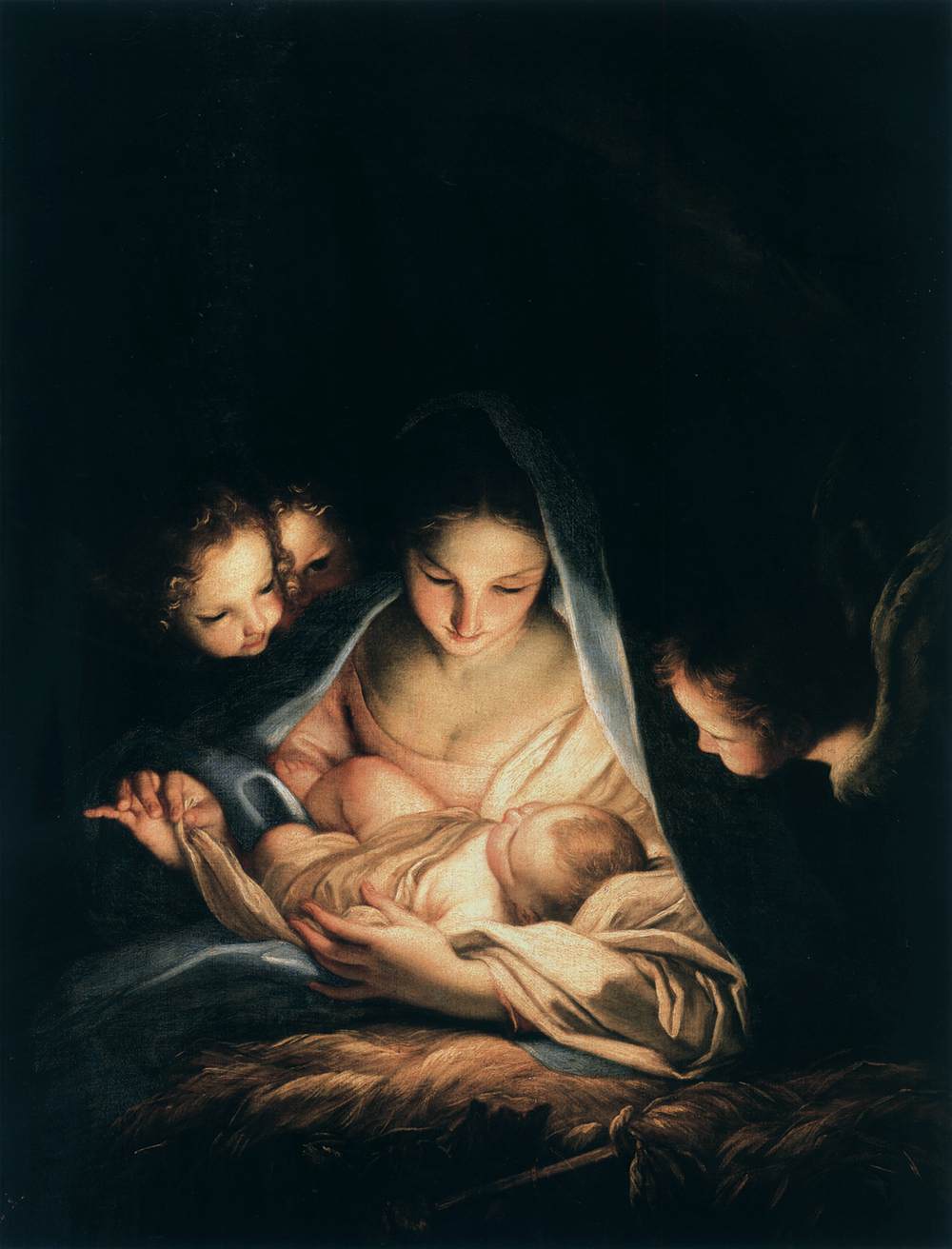 The Holy Night (The Nativity), vintage artwork by Carlo Maratta, 12x8" (A4) Poster