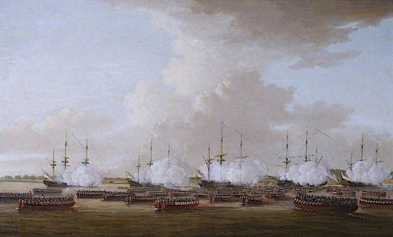 Action at Tarrytown, 4 August 1776, vintage artwork by Dominic Serres, 12x8" (A4) Poster