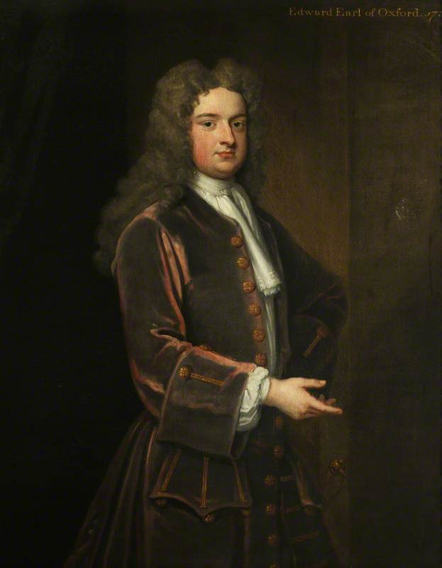 Edward Harley, 2nd Earl of Oxford, vintage artwork by Sir Godfrey Kneller, BT., 12x8" (A4) Poster