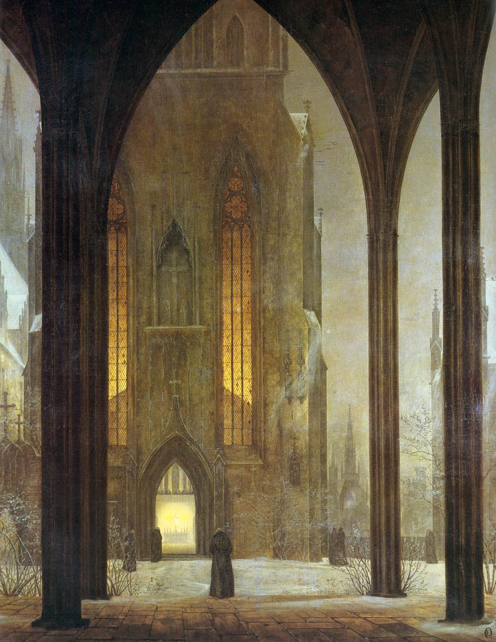 Cathedral in Winter, vintage artwork by Ernst Ferdinand Oehme, A3 (16x12") Poster Print