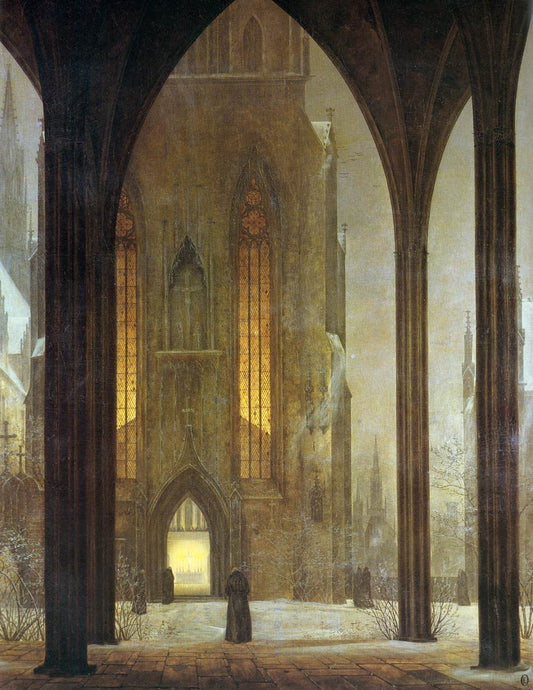 Cathedral in Winter, vintage artwork by Ernst Ferdinand Oehme, A3 (16x12") Poster Print