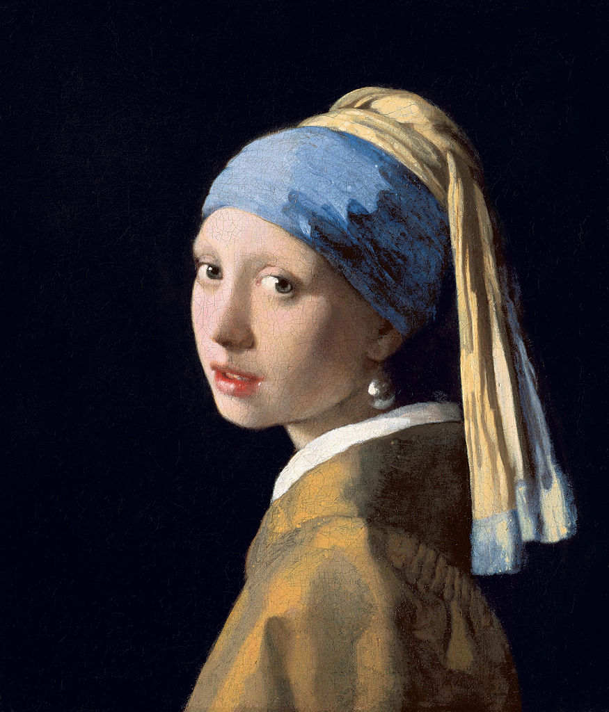 Girl with a Pearl Earring, vintage artwork by Johannes Vermeer, 12x8" (A4) Poster