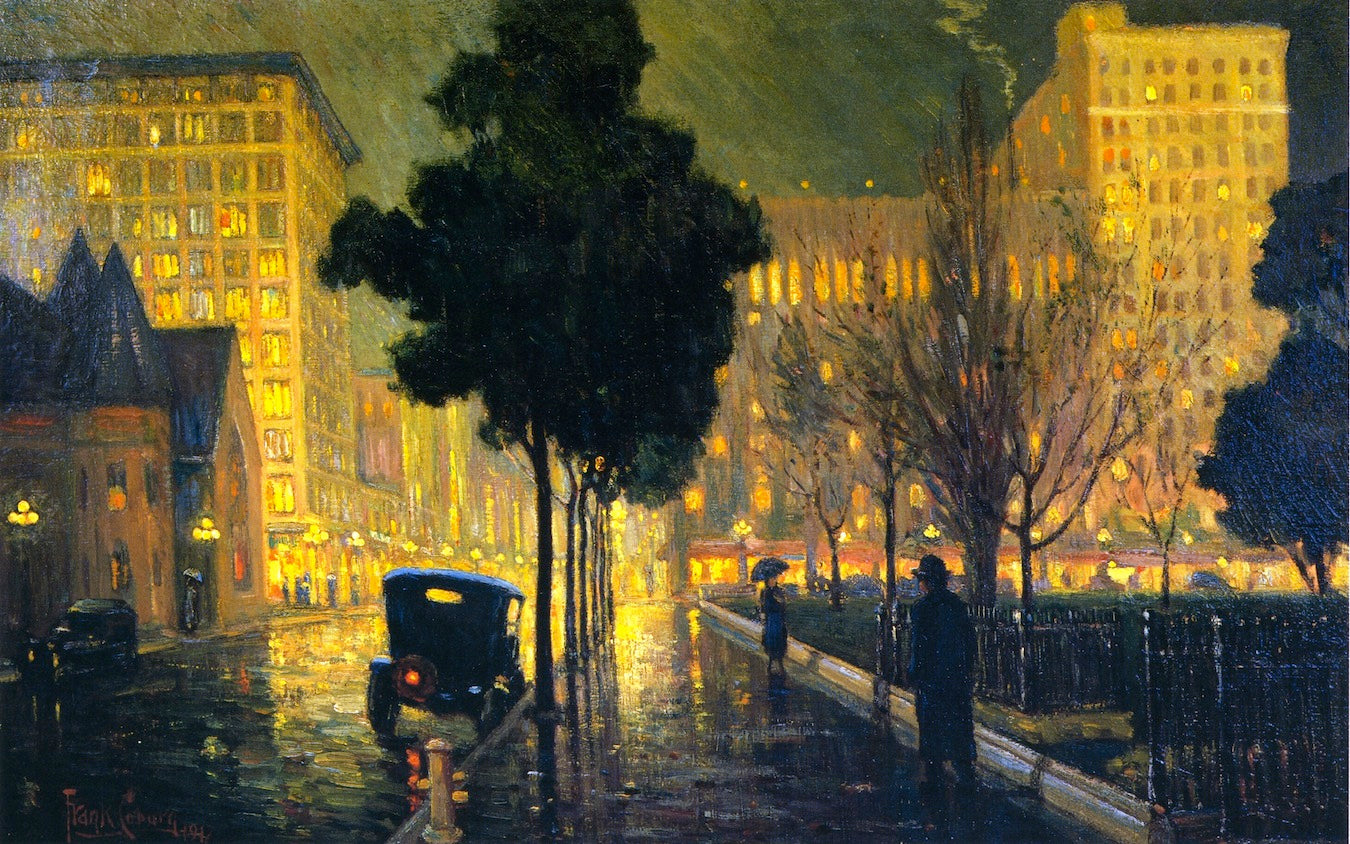 Rainy Night, vintage artwork by Frank Coburn, 12x8" (A4) Poster