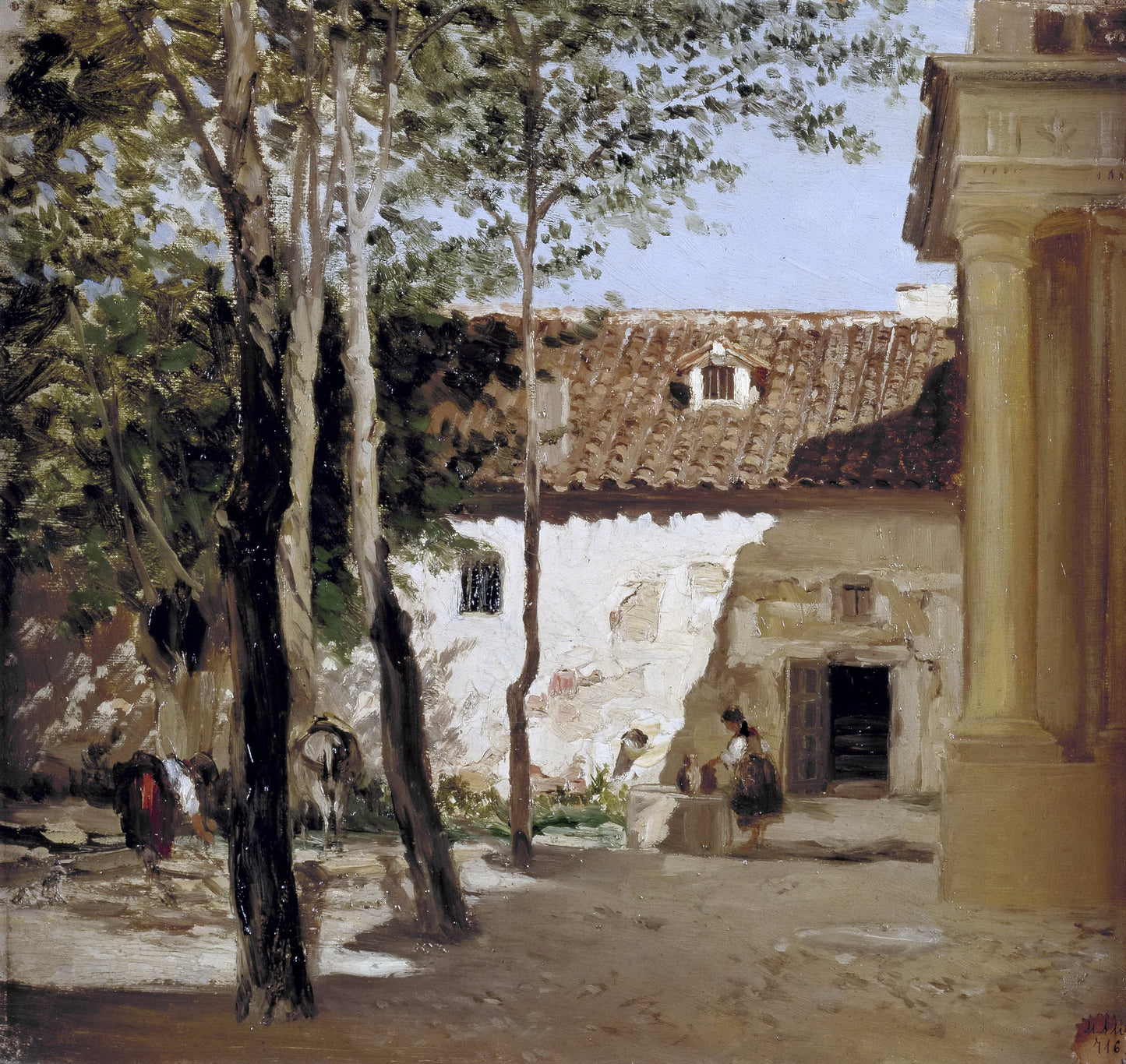Patio del Monasterio de Piedra, vintage artwork by Carlos de Haes, 12x8" (A4) Poster