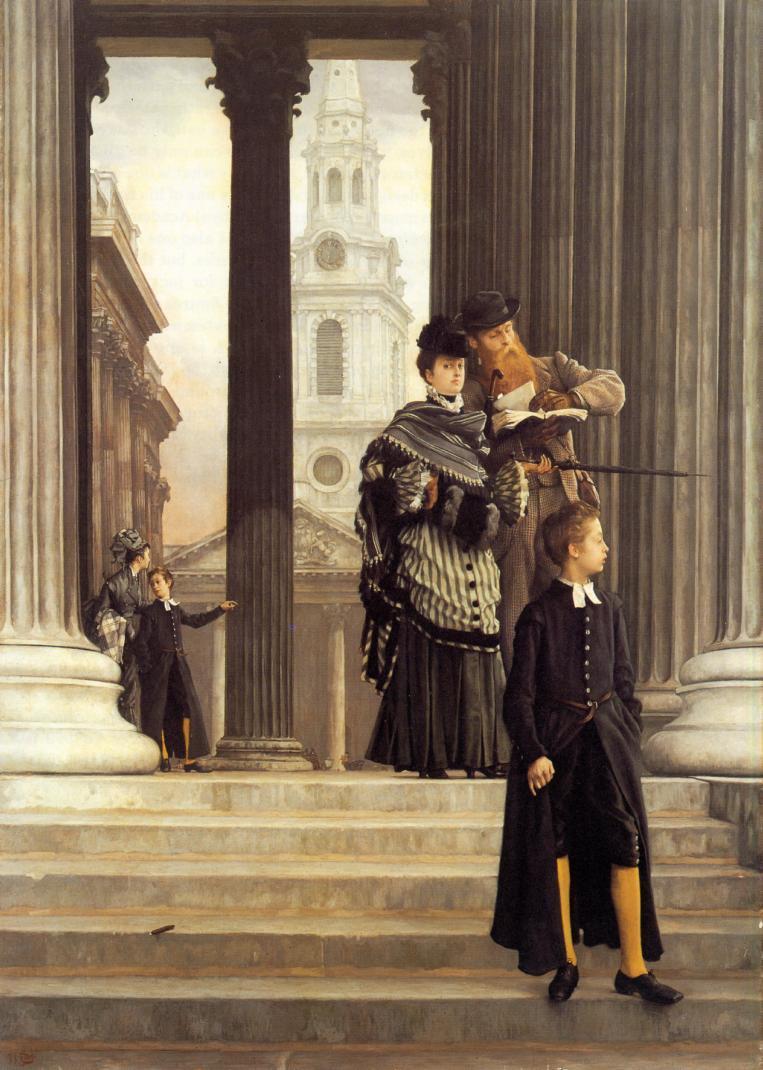 London Visitors, vintage artwork by James Tissot, 12x8" (A4) Poster
