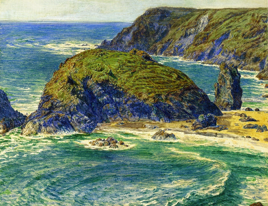 Asparagus Island, Kynance, Cornwall, vintage artwork by William Holman Hunt, 12x8" (A4) Poster