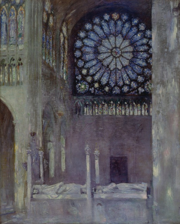 The Interior of the Abbey Church of Saint Denis, vintage artwork by Paul Cesar Helleu, 12x8" (A4) Poster