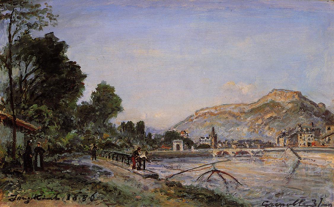 The Banks of the Isere at Grenoble in Spring, vintage artwork by Johan Barthold Jongkind, A3 (16x12") Poster Print