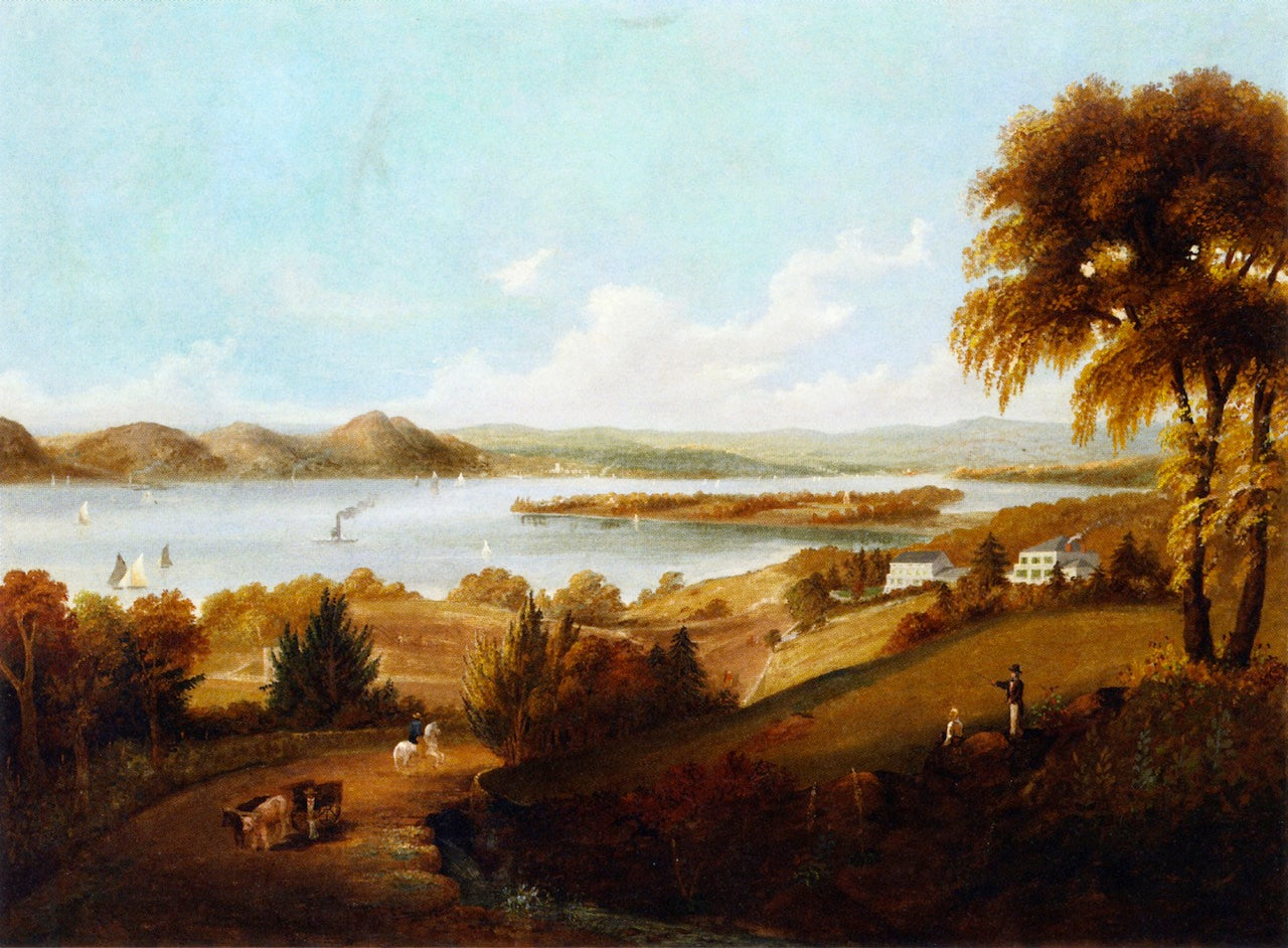 View of Croton Point from Sing Sing, New York, vintage artwork by Robert Havell Jr., A3 (16x12") Poster Print