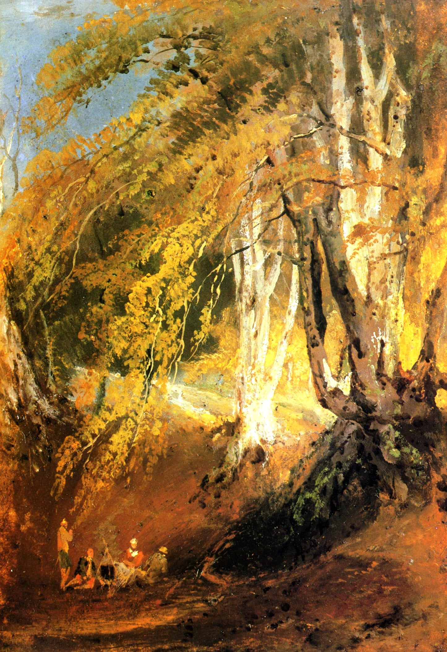A Beech Wood with Gipsies Round a Camp Fire, vintage artwork by Joseph Mallord William Turner, 12x8" (A4) Poster