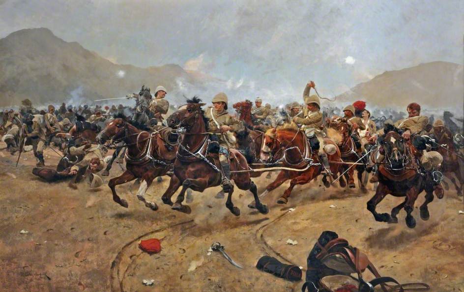 Maiwand 1880: Saving the Guns, vintage artwork by Richard Caton Woodville the Younger, 12x8" (A4) Poster