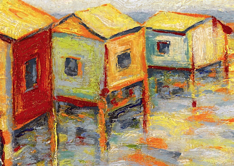 Wharves, vintage artwork by Selden Gile, 12x8" (A4) Poster