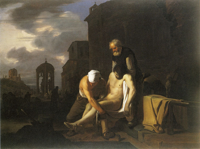 The Seven Acts of Mercy: Burying the Dead, vintage artwork by Michiel Sweerts, 12x8" (A4) Poster