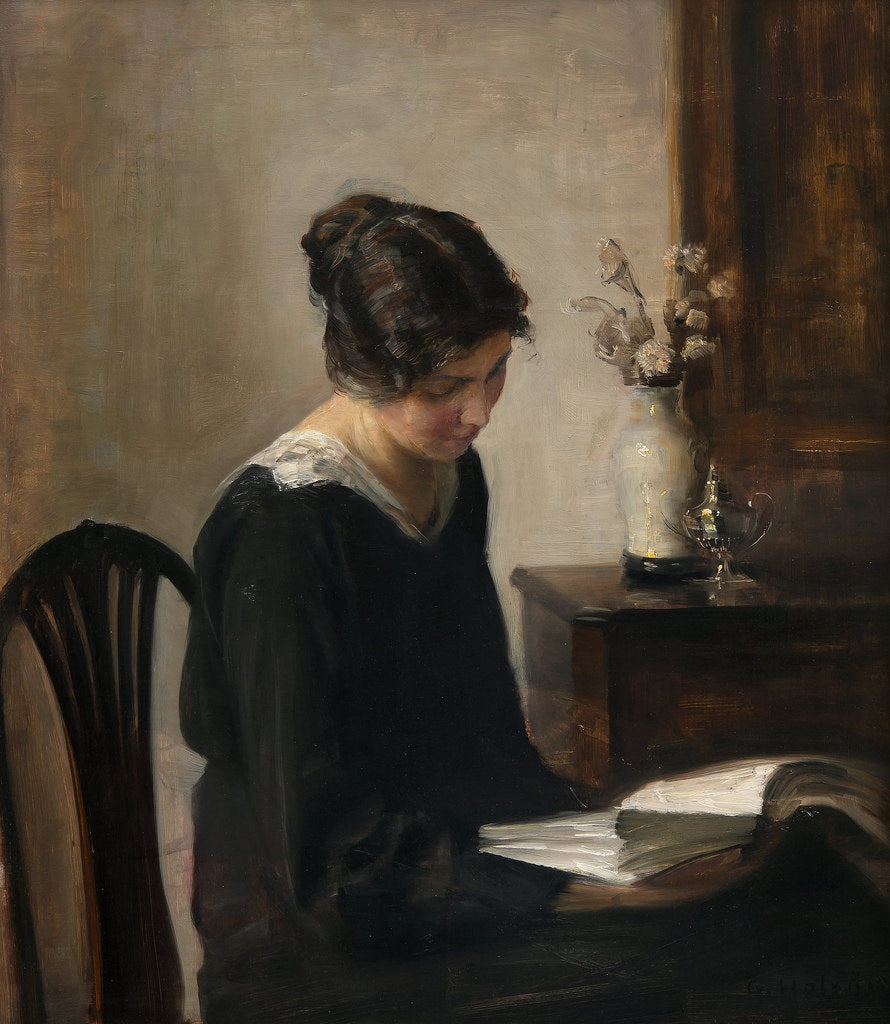 Lady in Black, vintage artwork by Carl Vilhelm Holsøe, 12x8" (A4) Poster