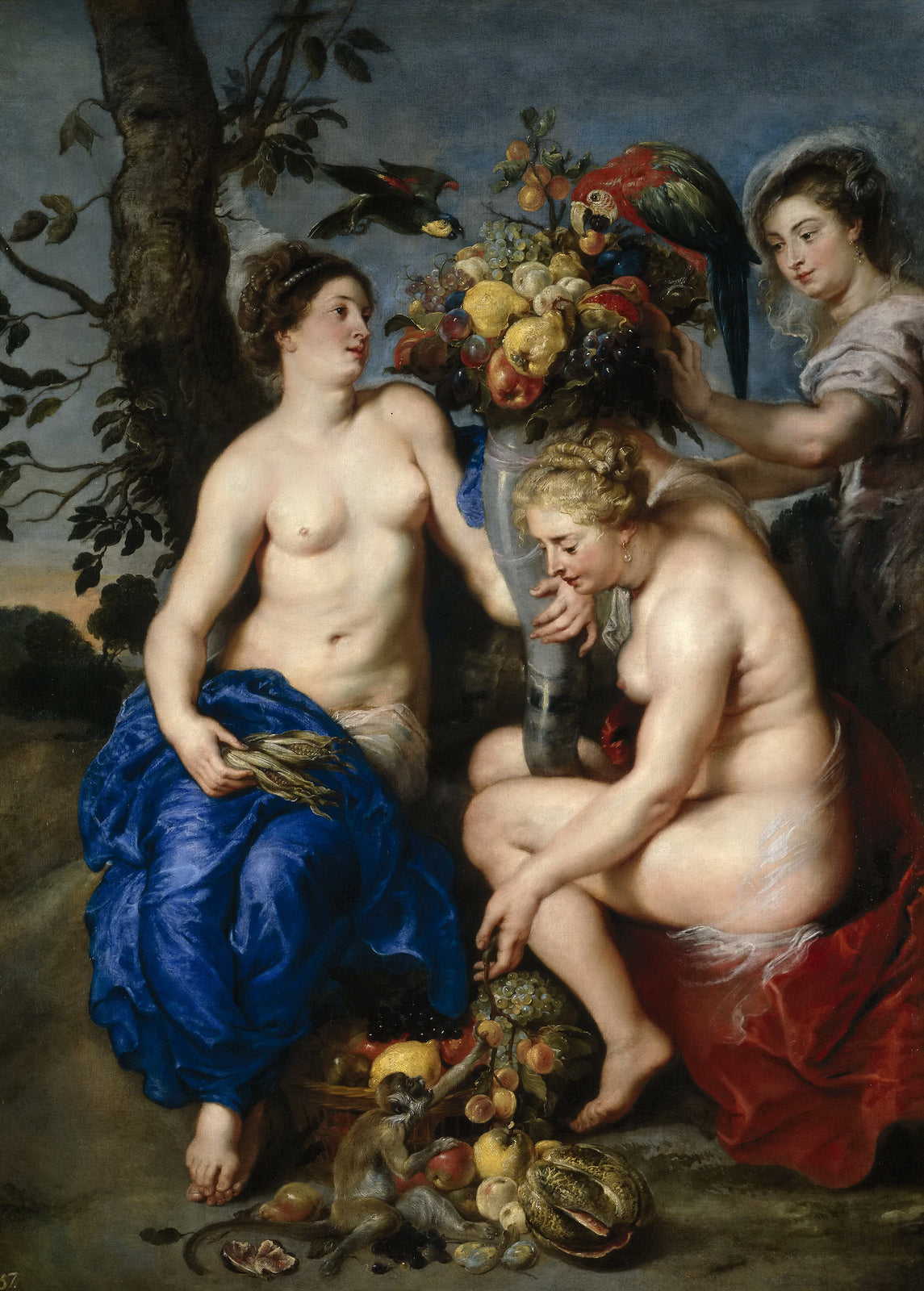 Ceres with Two Nymphs, vintage artwork by Peter Paul Rubens, 12x8" (A4) Poster