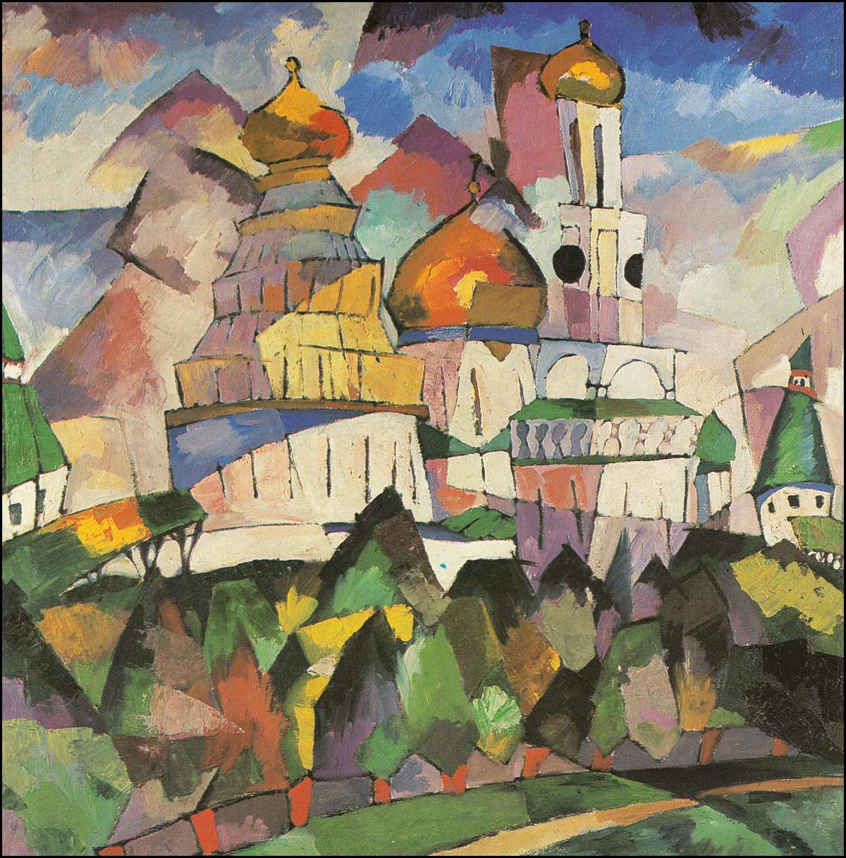 Churches in New Jerusalem, vintage artwork by Aristarkh Lentulov, 12x8" (A4) Poster