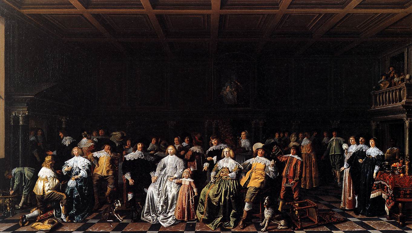 The Marriage of Willem van Loon and Margaretha Bas, vintage artwork by Jan Miense Molenaer, 12x8" (A4) Poster