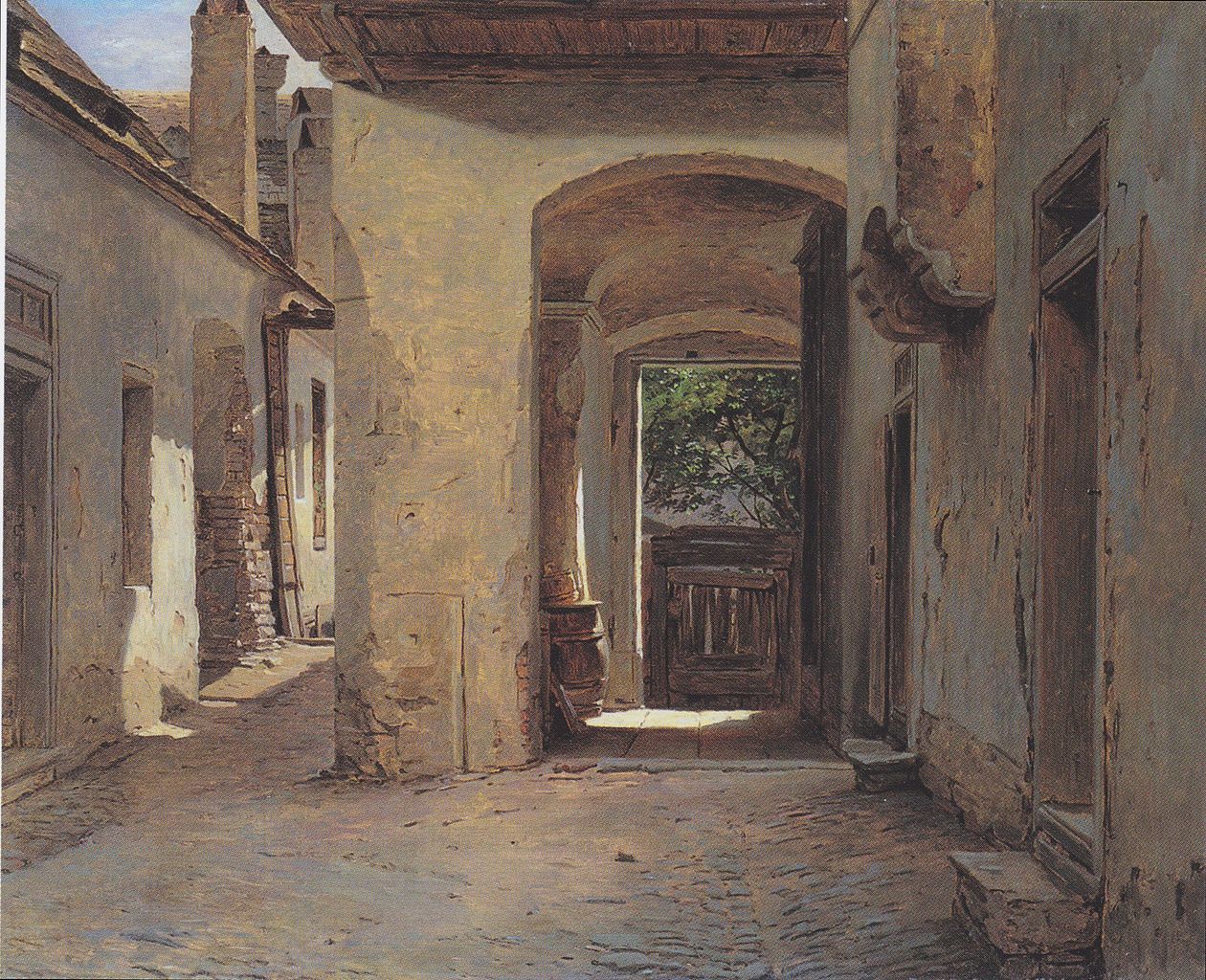 Courtyard in Vienna, vintage artwork by Ferdinand Georg Waldmüller, A3 (16x12") Poster Print