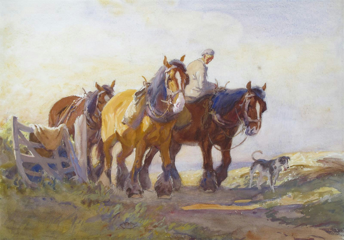 Work Horses on a Track by Attributed to John Atkinson II,A3(16x12")Poster