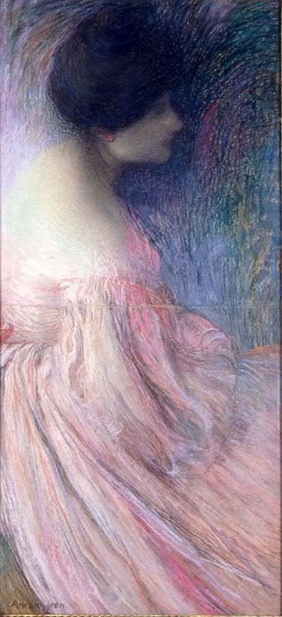 Woman in Pink Dress by Edmond-Franaois Aman-Jean,A3(16x12")Poster