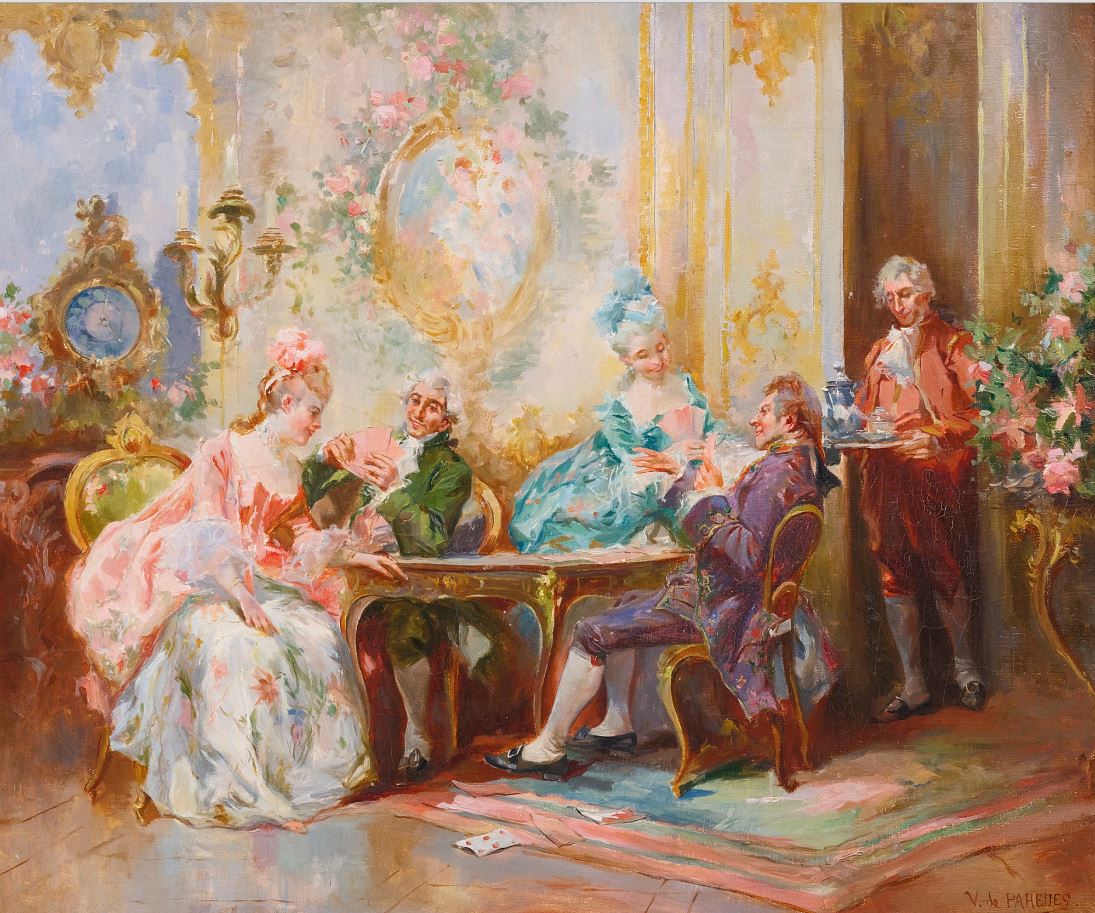 Her Best Hand, vintage artwork by Vicenta de Paredes, 12x8" (A4) Poster