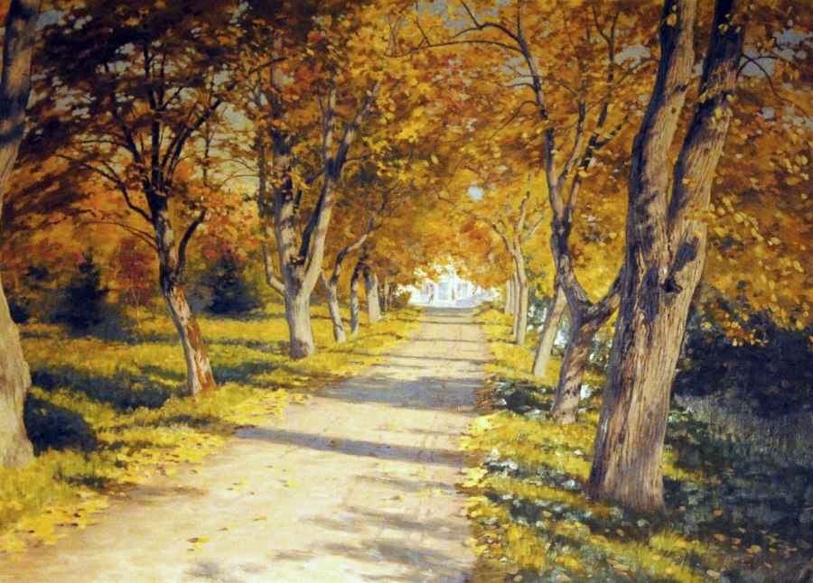Autumn Alley, vintage artwork by Johan Krouthen, 12x8" (A4) Poster