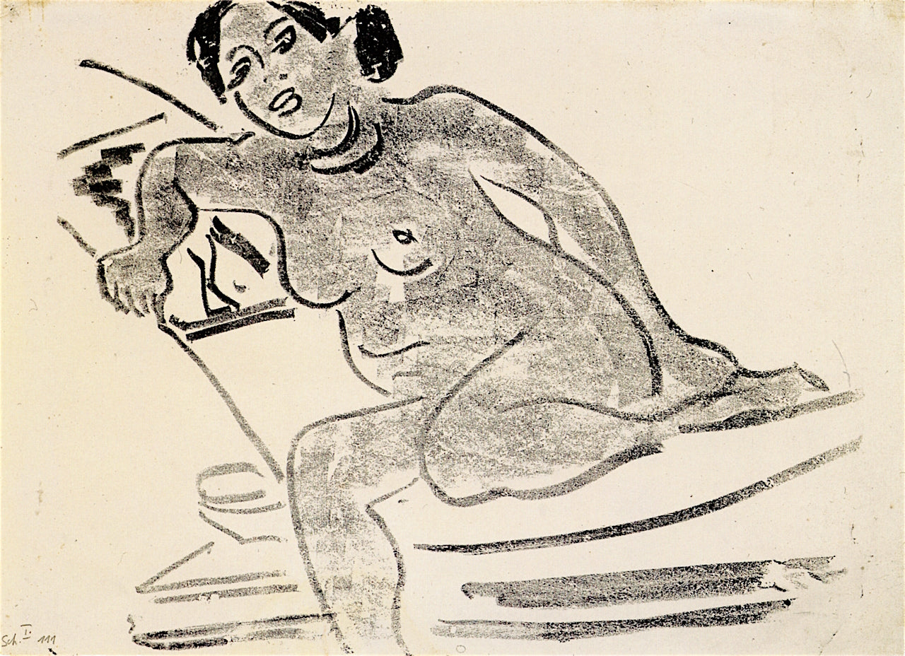 Black Woman in a Hammock, vintage artwork by Ernst Ludwig Kirchner, 12x8" (A4) Poster