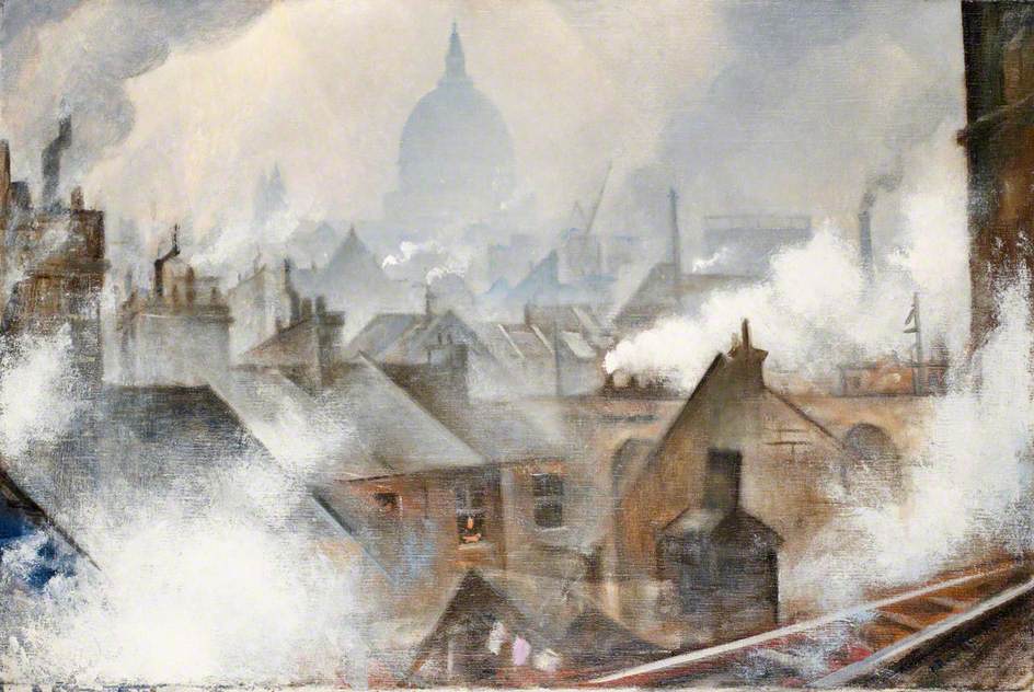 St Paul's from the South, vintage artwork by Christopher Nevinson, 12x8" (A4) Poster
