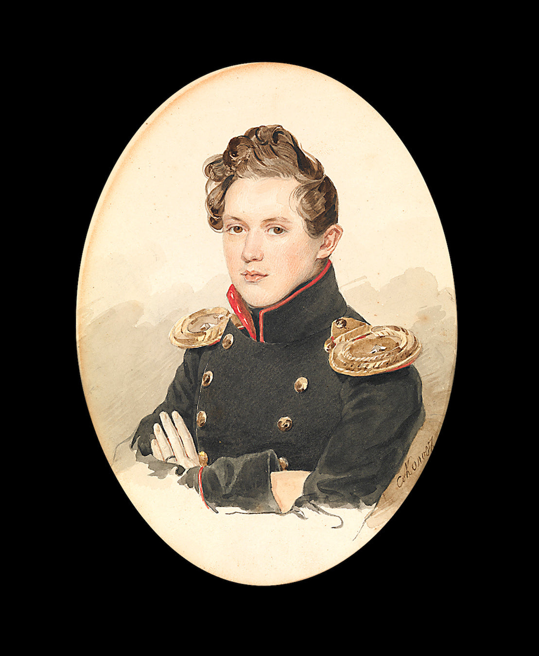 Portrait of Count Lev Sollogub, vintage artwork by Petr Sokolov, 12x8" (A4) Poster