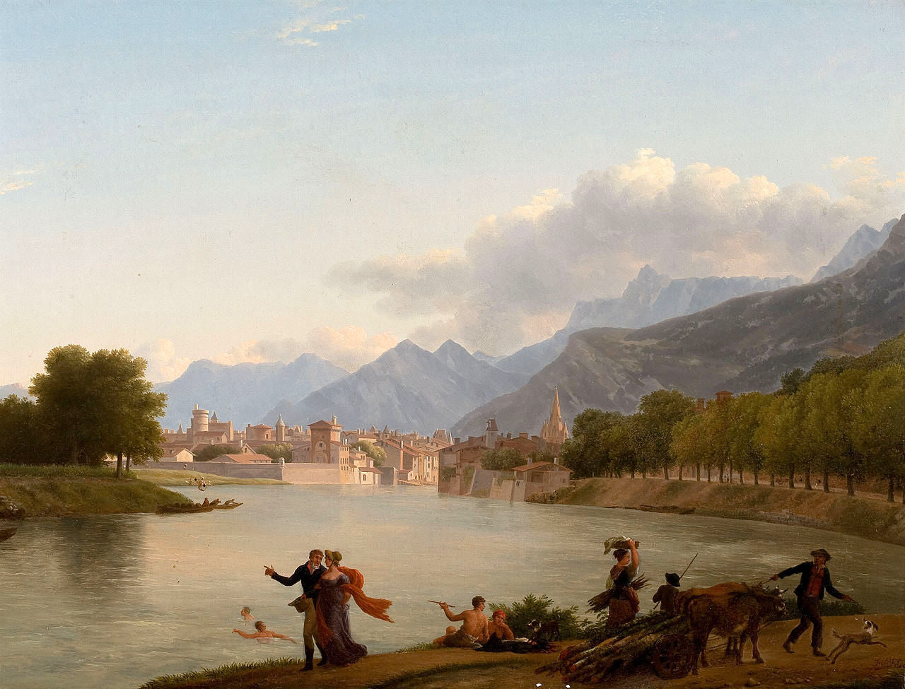 Grenoble, vintage artwork by Jean-Joseph-Xavier Bidauld, 12x8" (A4) Poster