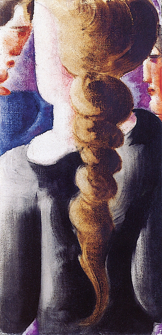 Schwarzbezopfte von Hinten, Kleinbild I, vintage artwork by Oskar Schlemmer, 12x8" (A4) Poster