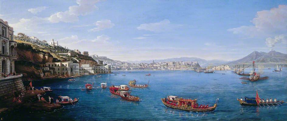 Posillipo with the Palazzo Donn’Anna, Naples, vintage artwork by Caspar van Wittel, 12x8" (A4) Poster