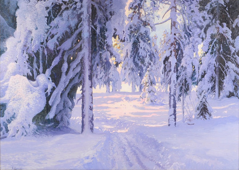 Winter Landscape with Snow-Covered Trees by Carl Brandt,A3(16x12")Poster