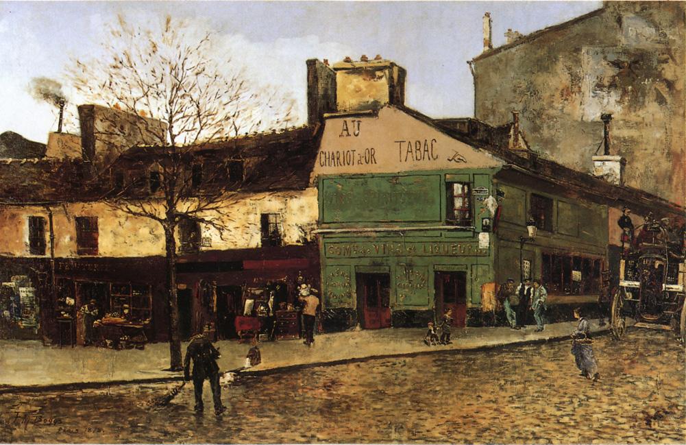 Street Scene in Paris, vintage artwork by Frank Myers Boggs, 12x8" (A4) Poster
