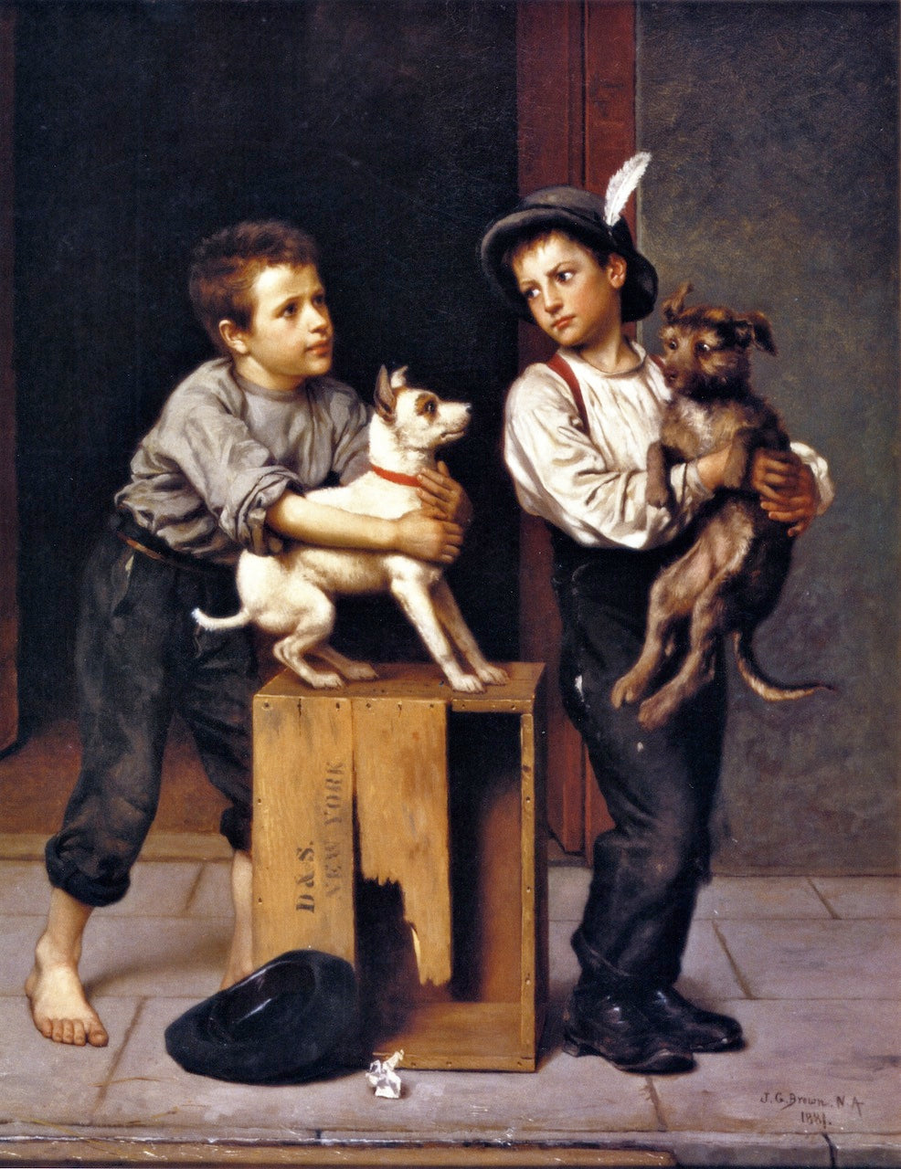 The Challange, vintage artwork by John George Brown, 12x8" (A4) Poster