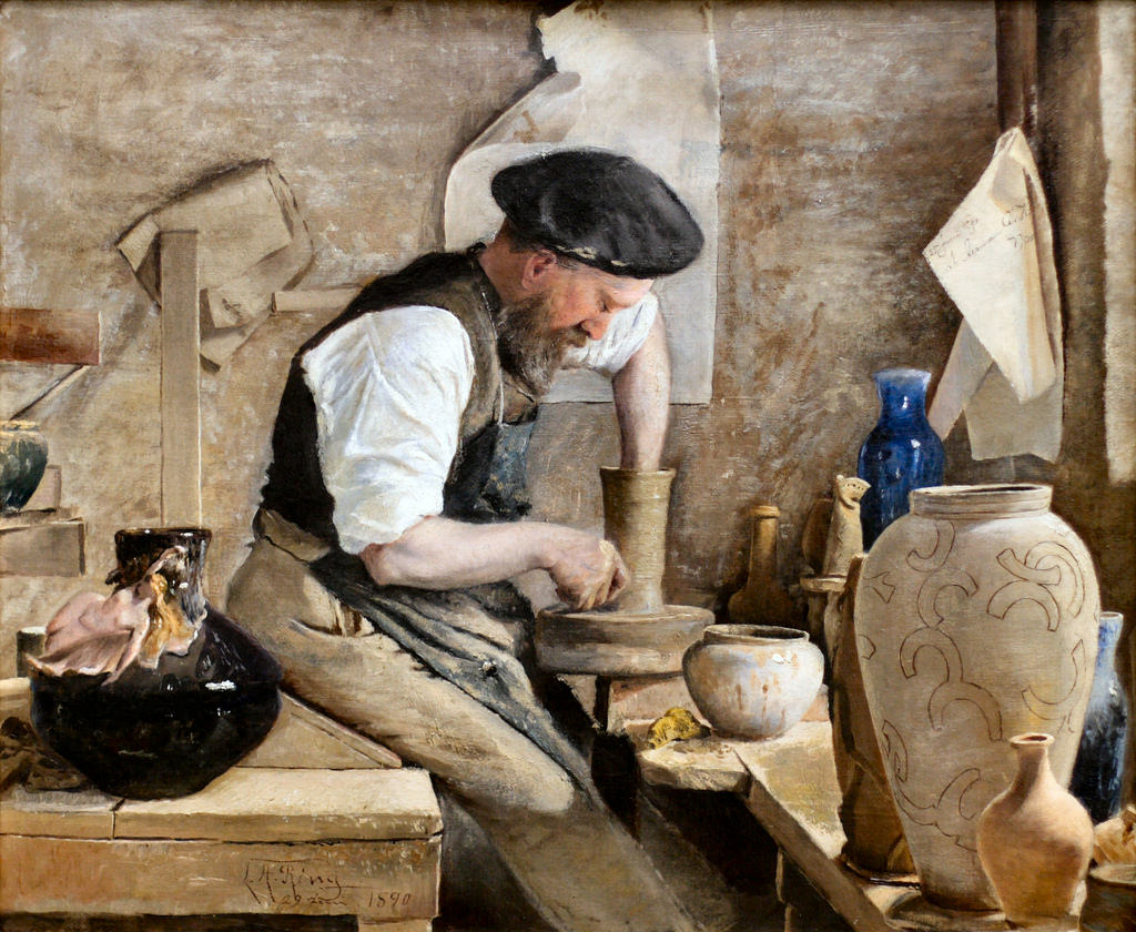 Potter Herman Kähler, vintage artwork by Lauritz Andersen (L.A.) Ring, 12x8" (A4) Poster