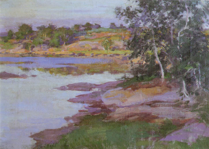 Inlet at East Boothbay Harbor by Willard Leroy Metcalf,A3(16x12")Poster