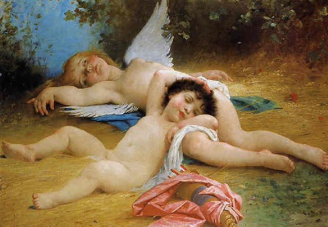 Le sommeil des amours, vintage artwork by Henri Paul Perrault, 12x8" (A4) Poster