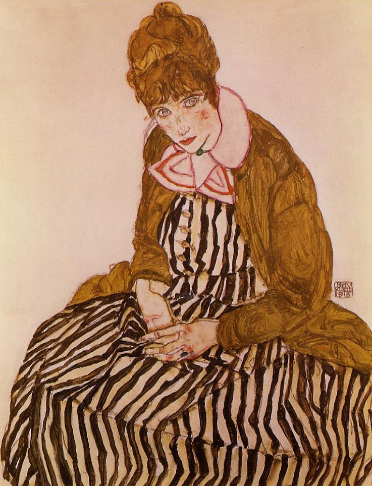 Edith Schiele, Seated by Egon Schiele,16x12(A3) Poster