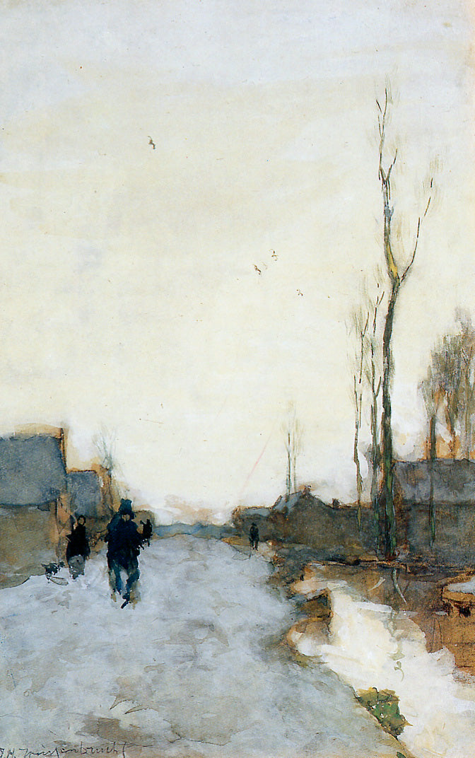 Road near Noorden, vintage artwork by Johan Hendrik Weissenbruch, 12x8" (A4) Poster