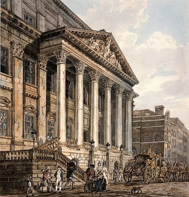 The Mansion House, London (after Thomas Malton), vintage artwork by Thomas Girtin, 12x8" (A4) Poster