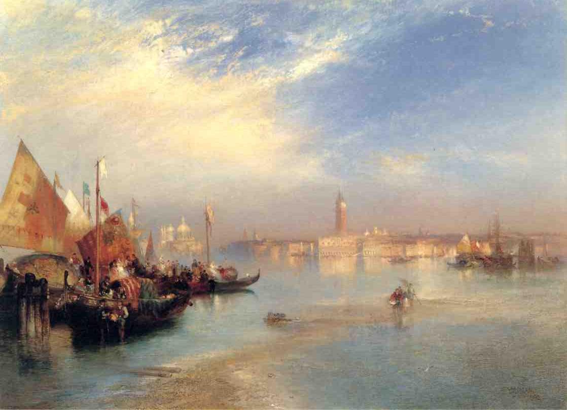 The Fishermans Wedding Party, vintage artwork by Thomas Moran, 12x8" (A4) Poster