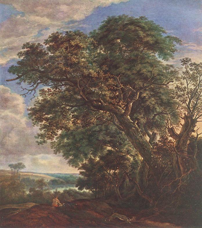 Landscape with River and Trees, vintage artwork by Simon de Vlieger, 12x8" (A4) Poster