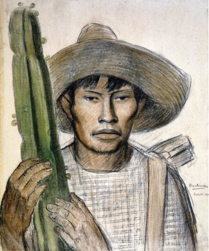 Joven Mexicano con Nopal, vintage artwork by Alfredo Ramos Martinez, 12x8" (A4) Poster